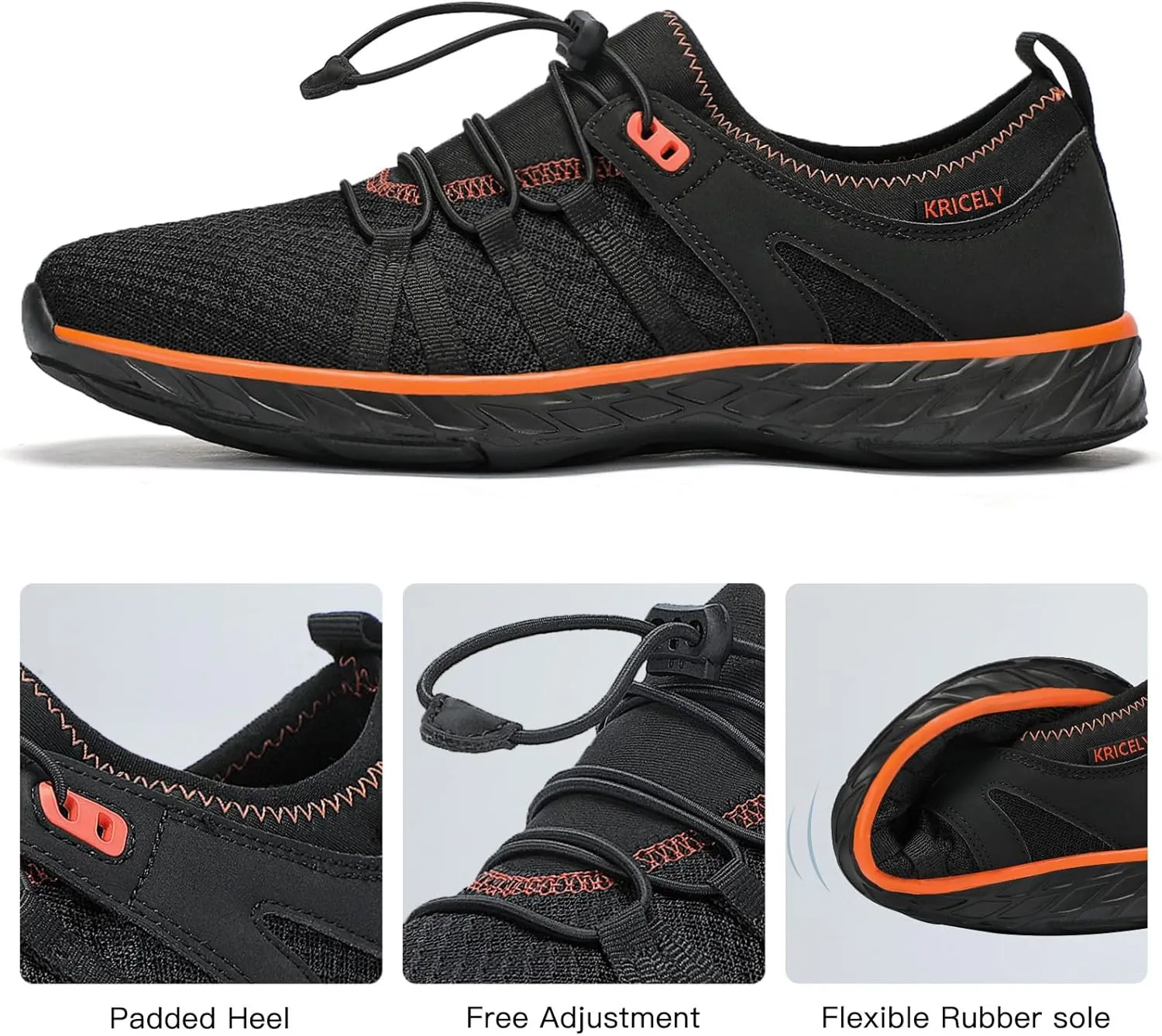 Kricely Water Shoes Men Quick Dry Aqua Shoes Swim Shoes for Men Non-Slip Beach Shoes Outdoor for Surfing