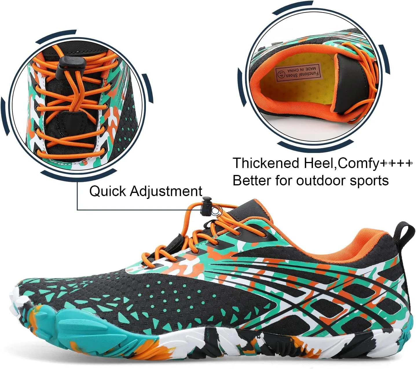 L-RUN Barefoot Water Shoes Women Mens Aqua Sock Athletic Hiking Water Sports Shoes for Swim Beach Pool Sand Diving Walking