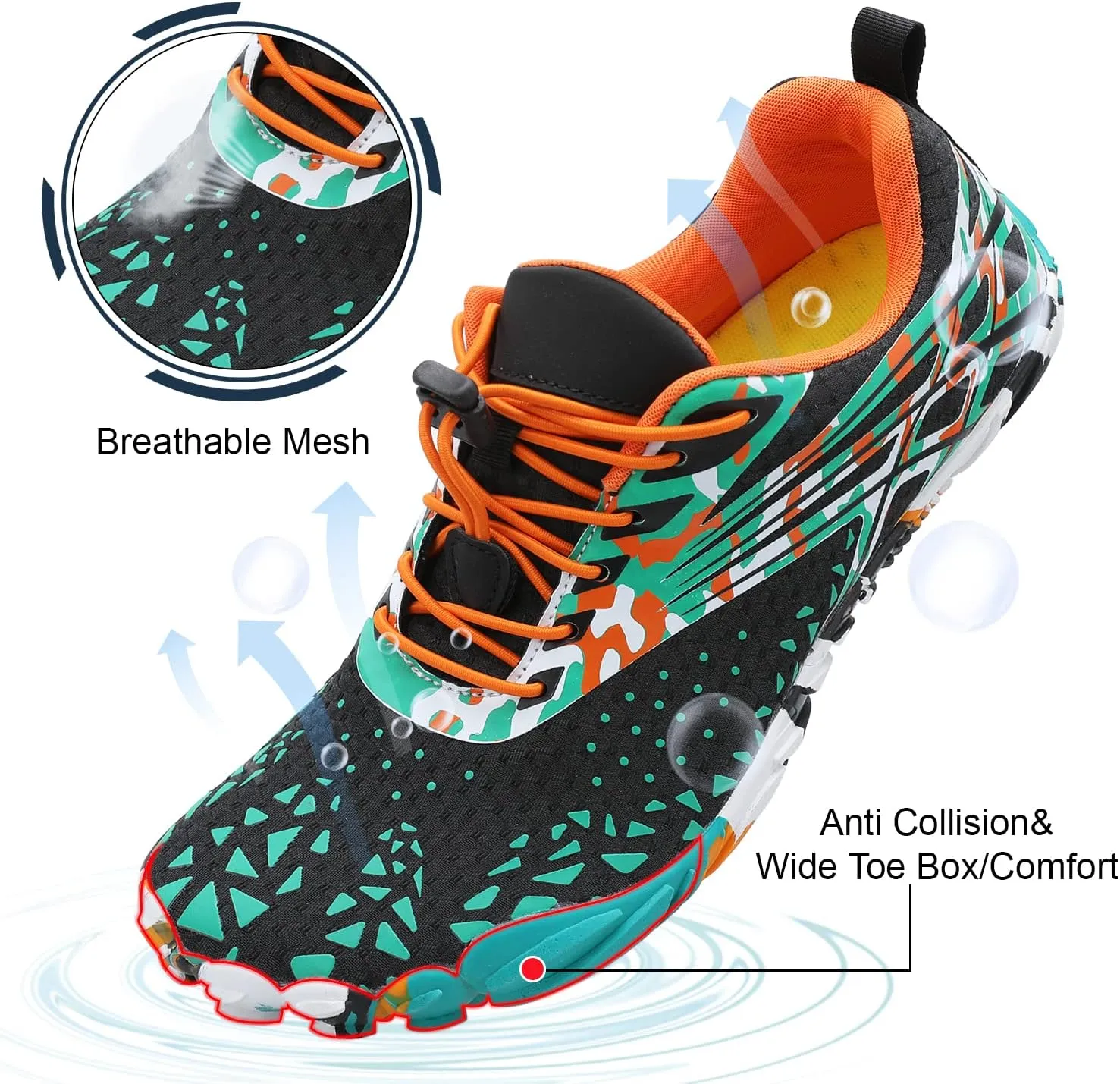 L-RUN Barefoot Water Shoes Women Mens Aqua Sock Athletic Hiking Water Sports Shoes for Swim Beach Pool Sand Diving Walking