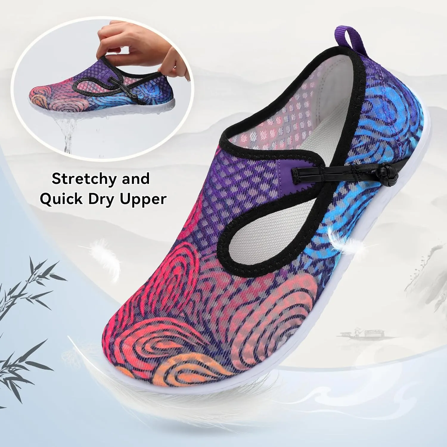 L-RUN Womens Mens Water Shoes Barefoot Aqua Socks Quick-Dry Non Slip Shoes for Beach Swim Pool River Boating Surf Yoga