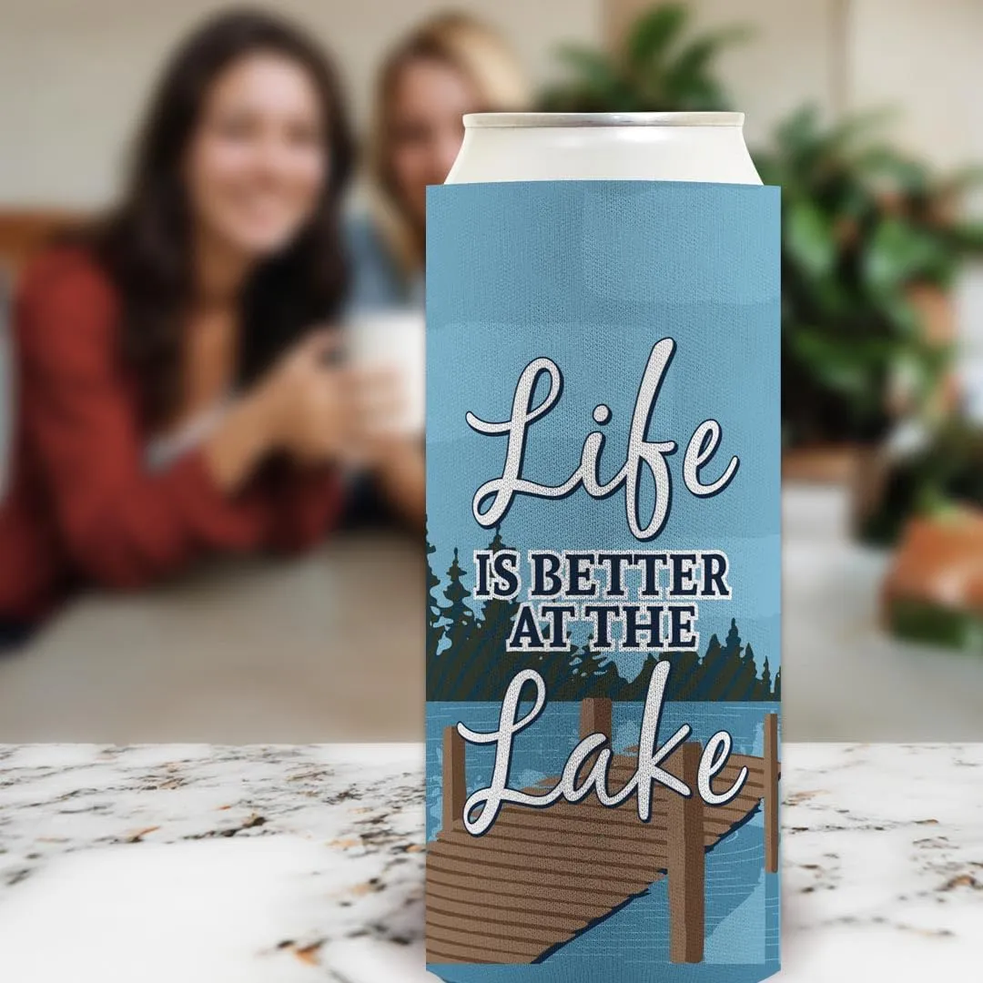 Lake Theme Decor Life is Better at the Lake 6-Pack Ultra Slim Can Drink Sleeves