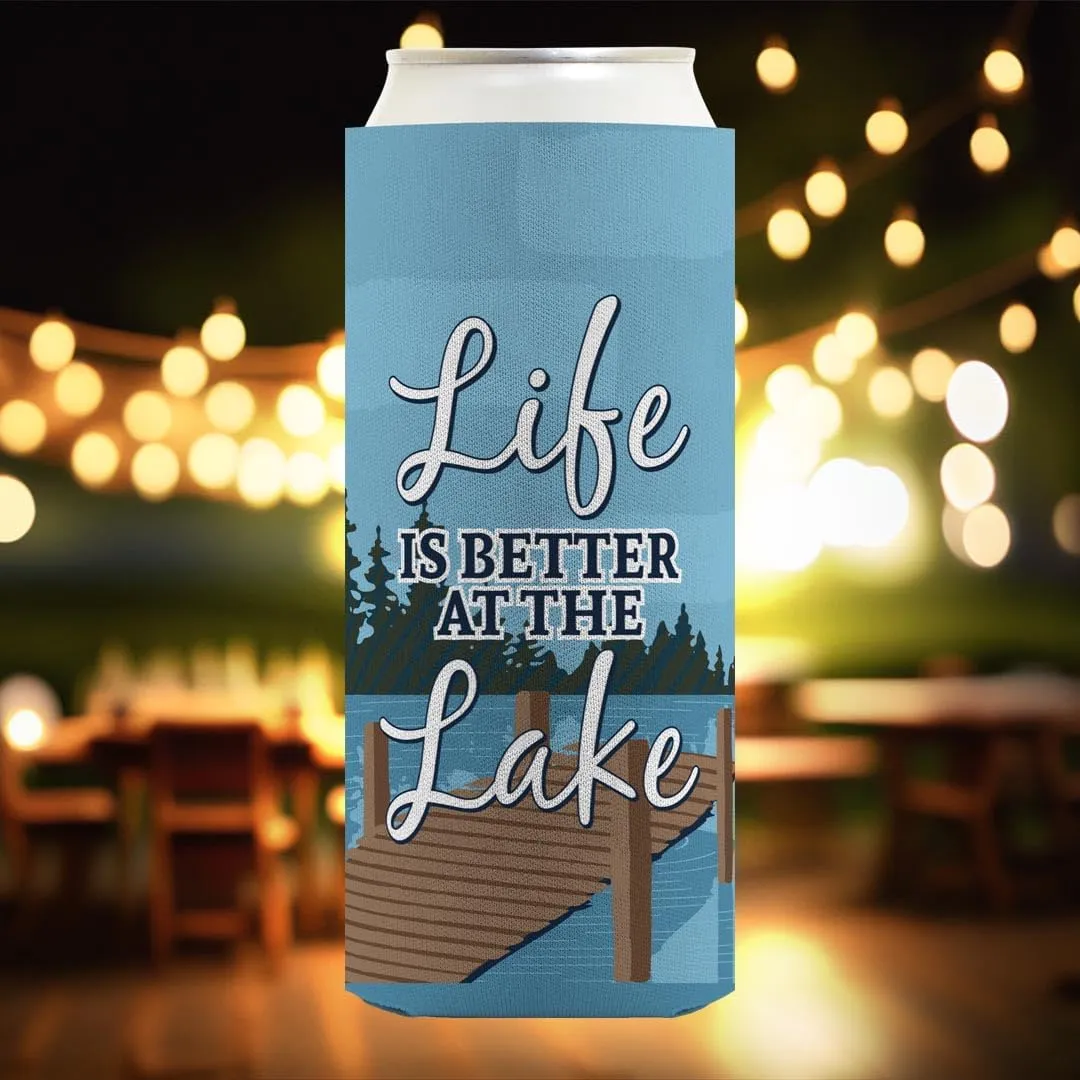 Lake Theme Decor Life is Better at the Lake 6-Pack Ultra Slim Can Drink Sleeves