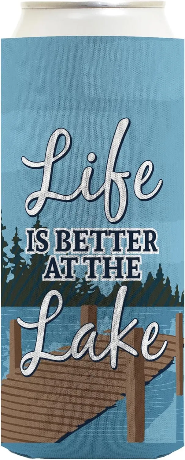 Lake Theme Decor Life is Better at the Lake 6-Pack Ultra Slim Can Drink Sleeves