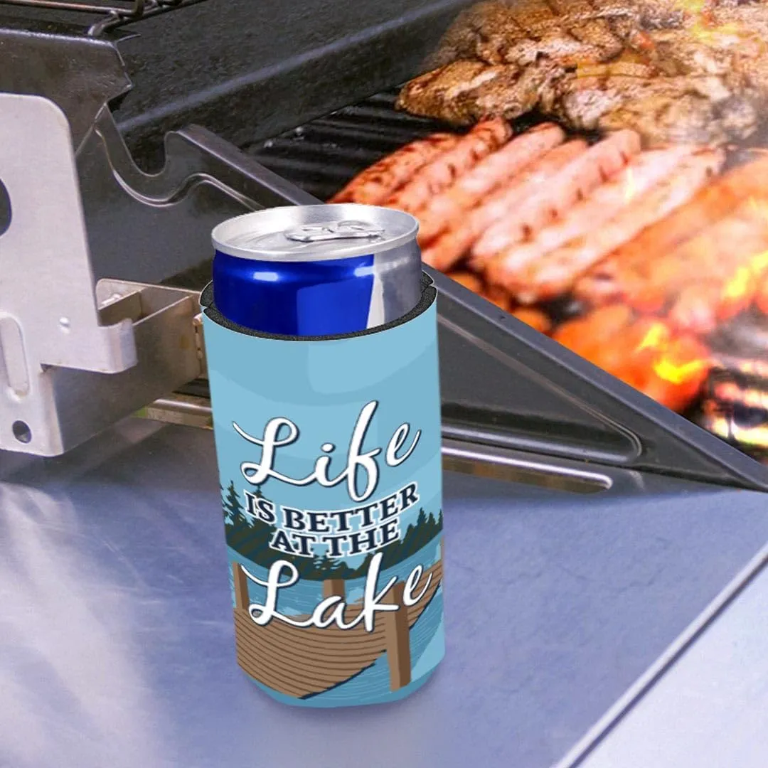 Lake Theme Decor Life is Better at the Lake 6-Pack Ultra Slim Can Drink Sleeves