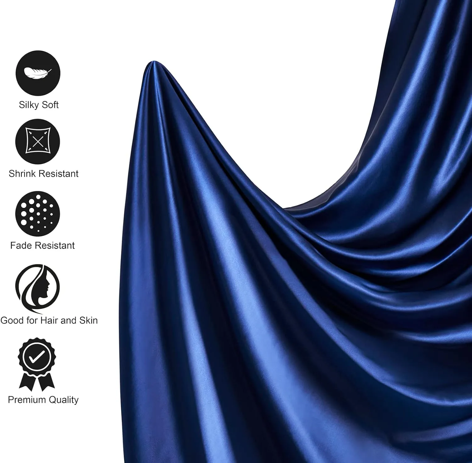 Lanest Housing Silk Satin Sheets, 6-Pieces King Size Satin Bed Sheet Set with Deep Pockets, Cooling and Soft Sheets King - Navy Blue