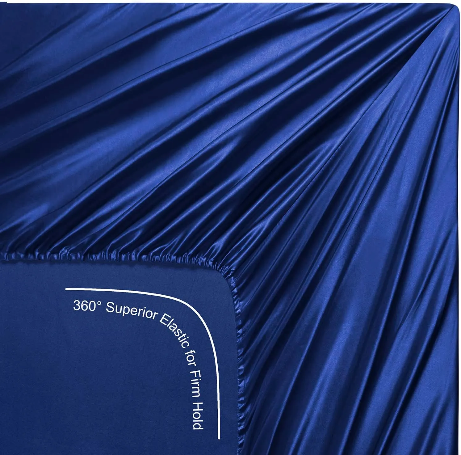 Lanest Housing Silk Satin Sheets, 6-Pieces King Size Satin Bed Sheet Set with Deep Pockets, Cooling and Soft Sheets King - Navy Blue