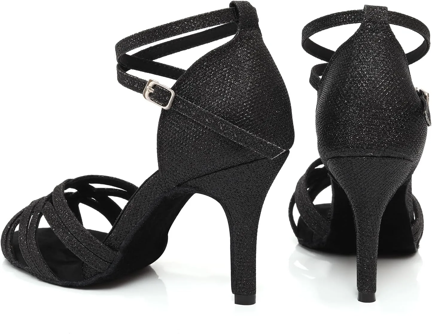 Latin Ballroom Dance Shoes for Women Salsa Dance Heels Suede Sole Open Toe Bachata Parties Wedding Performance Professional 3 1/3 inch Dancing Heels