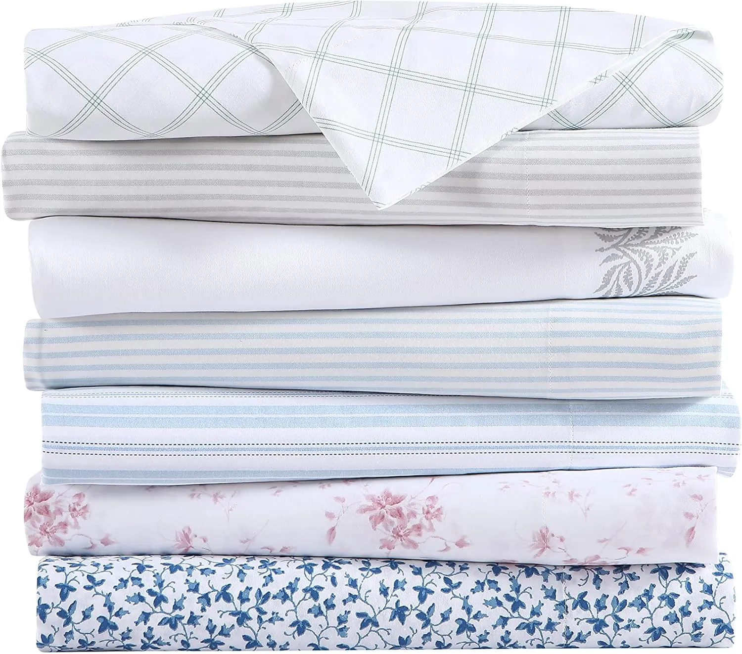 Laura Ashley Home - Queen Sheets, Soft Sateen Cotton Bedding Set - Sleek, Smooth, & Breathable Home Decor, Ramona Blue
