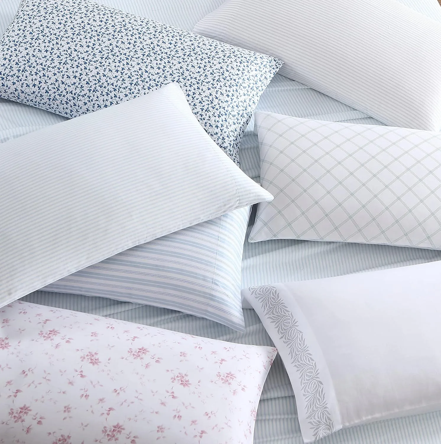 Laura Ashley Home - Queen Sheets, Soft Sateen Cotton Bedding Set - Sleek, Smooth, & Breathable Home Decor, Ramona Blue