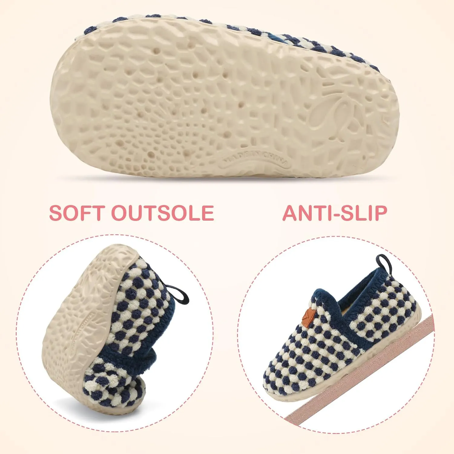 Lefflow Toddler Slippers Boys Girls House Shoes Slip on Baby Sock Shoes Lightweight Outdoor Walking Shoes
