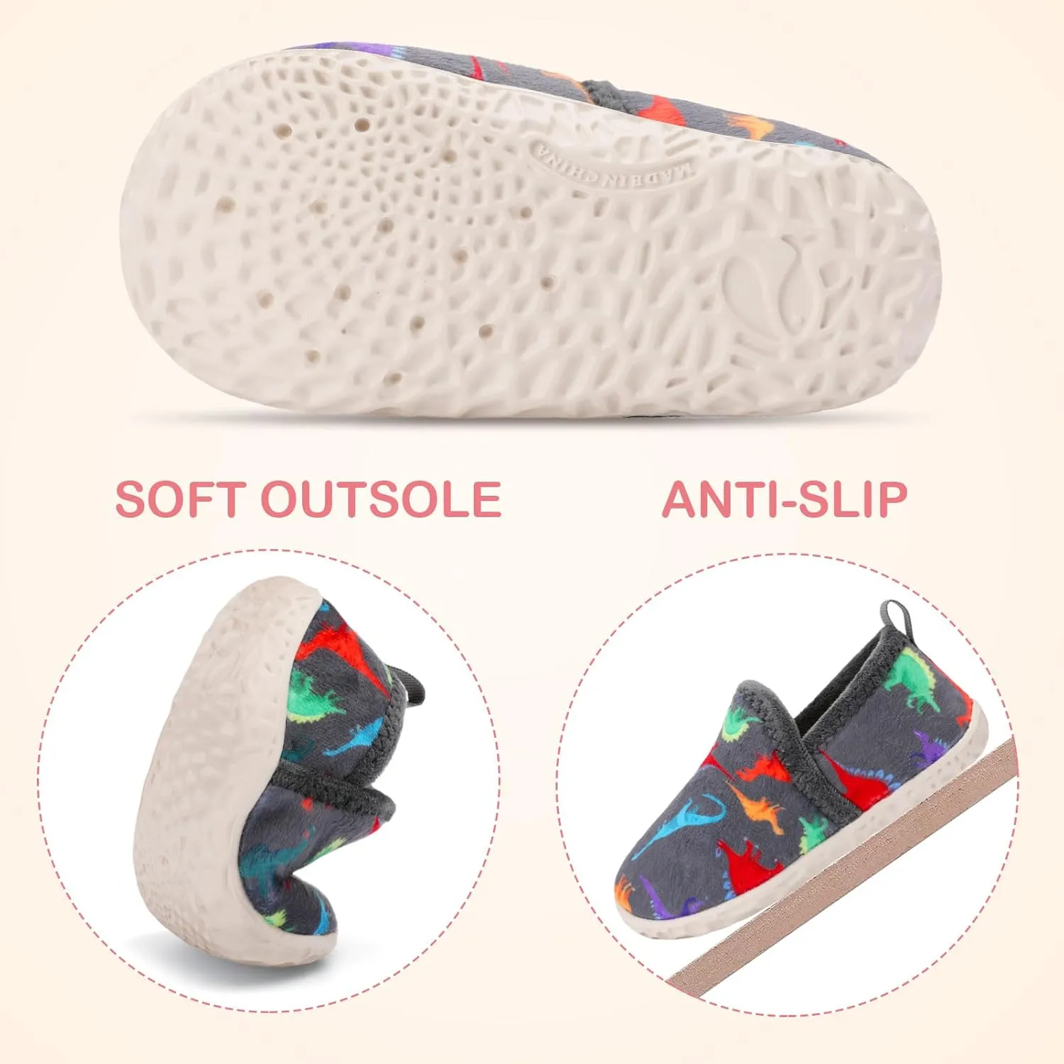 Lefflow Toddler Slippers Boys Girls House Shoes Slip on Baby Sock Shoes Lightweight Outdoor Walking Shoes