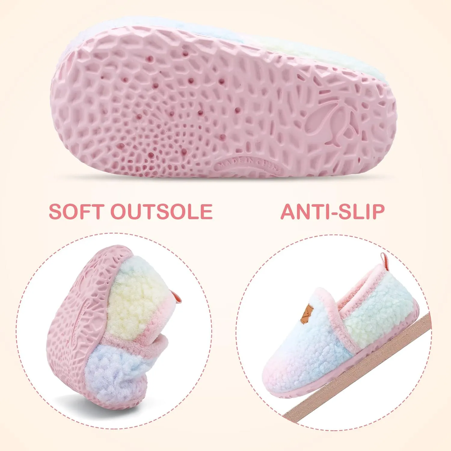 Lefflow Toddler Slippers Boys Girls House Shoes Slip on Baby Sock Shoes Lightweight Outdoor Walking Shoes