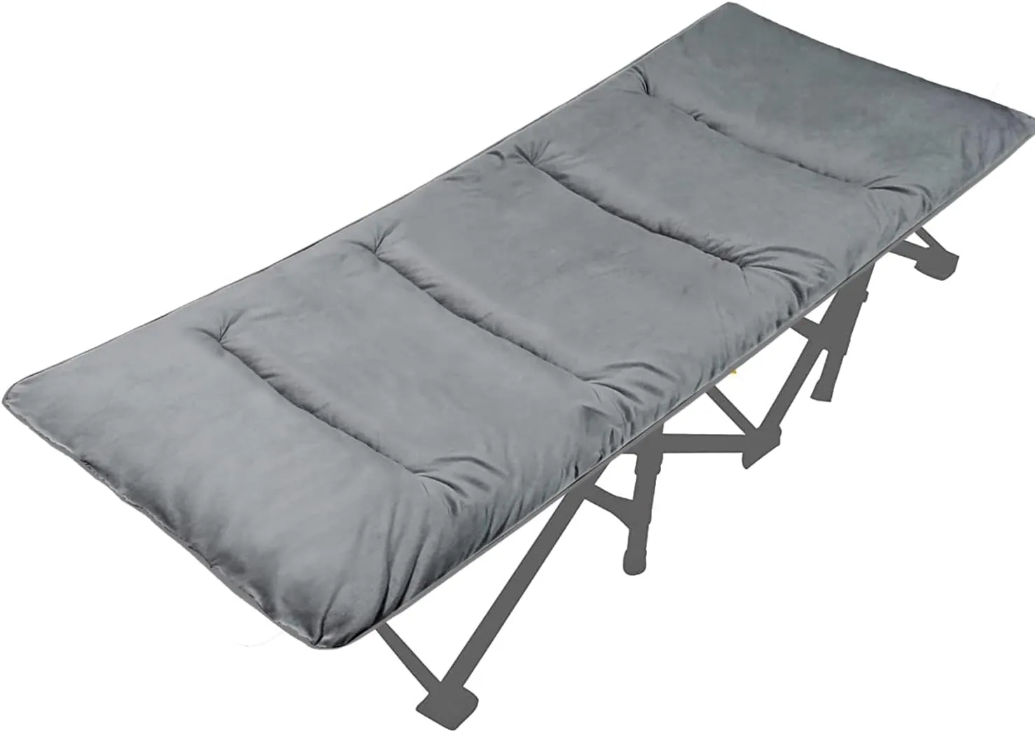 LITA XL Cot Pads for Camping, Soft Comfortable Cotton Thick Sleeping Cot Mattress Pad 72"x26", Grey and Navy Blue (Only Pad)