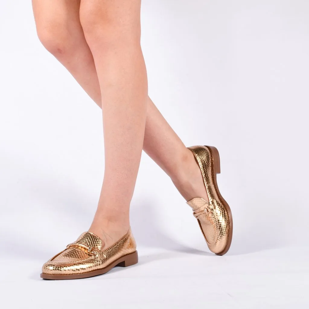 Loafer Couro Metalizado