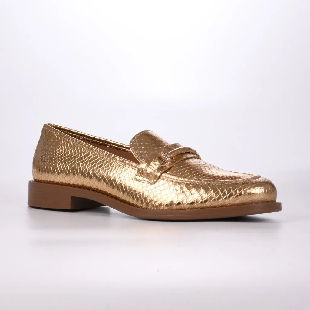 Loafer Couro Metalizado