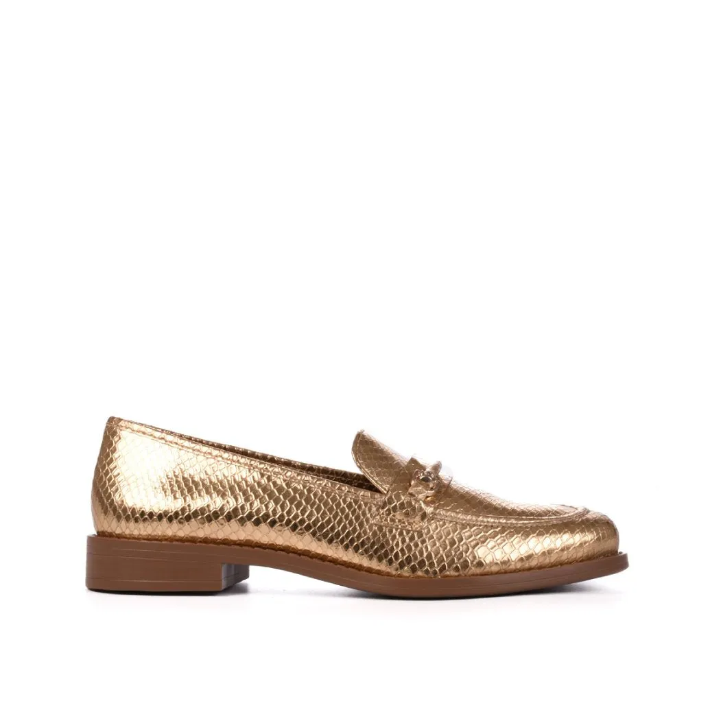 Loafer Couro Metalizado