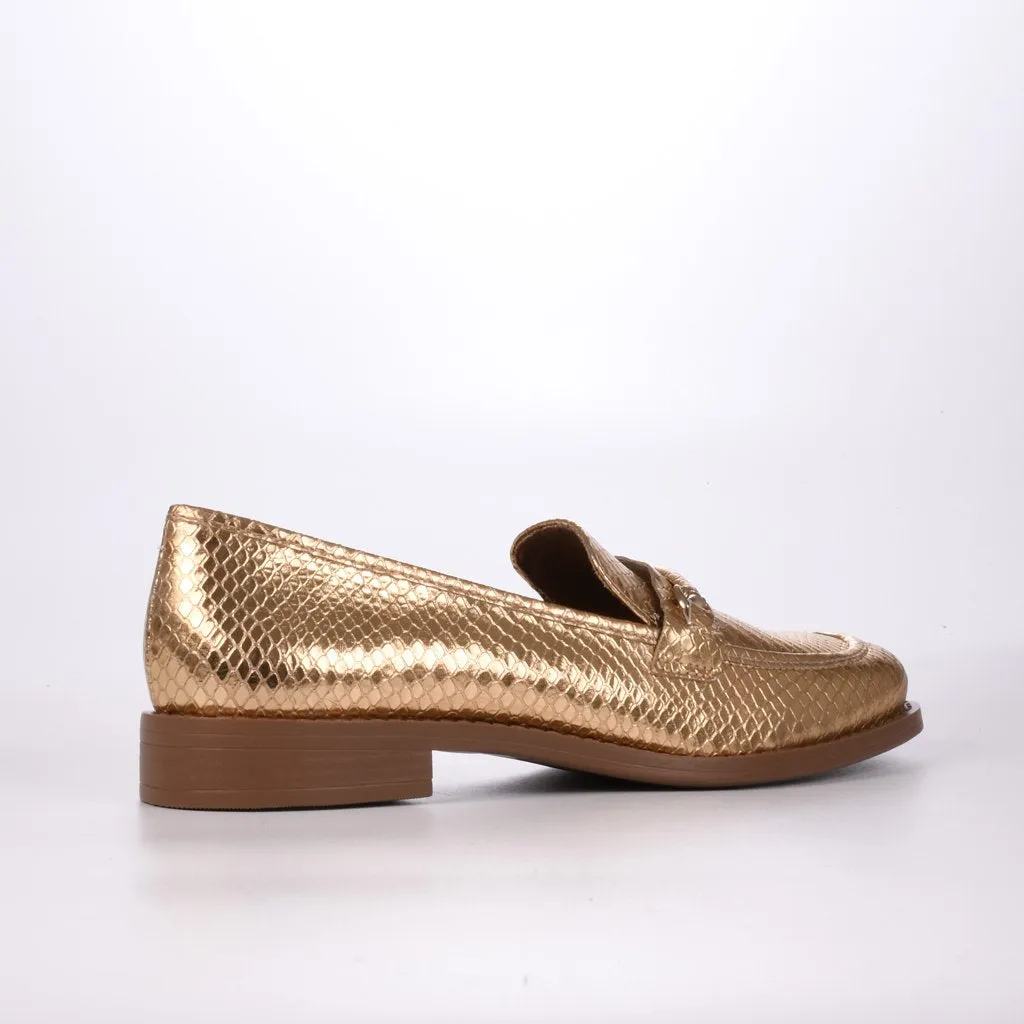 Loafer Couro Metalizado
