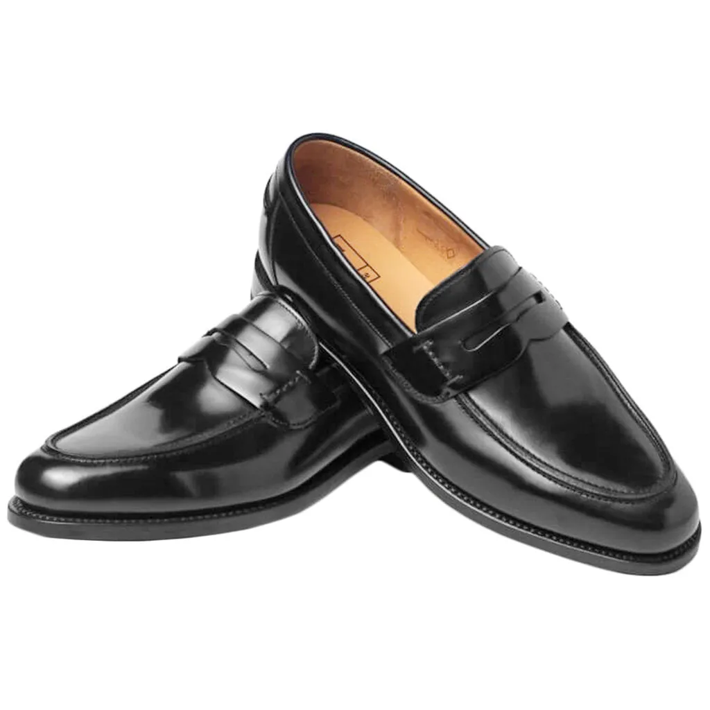 Loake 256 Polished Leather Men's Saddle Slip-on Loafer Shoes
