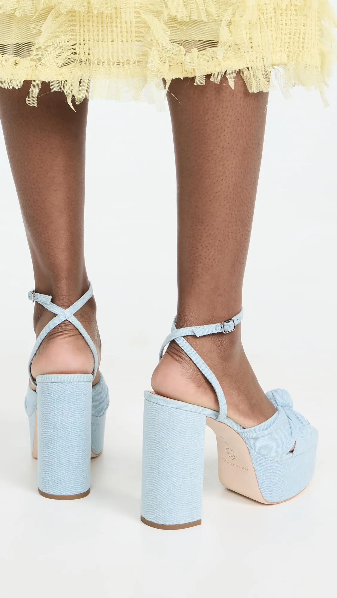 Loeffler Randall Women's Roz Knot Platform Sandals, Light Denim, Blue, 8 Medium US