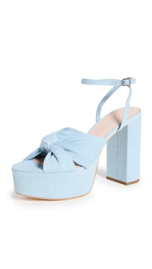 Loeffler Randall Women's Roz Knot Platform Sandals, Light Denim, Blue, 8 Medium US