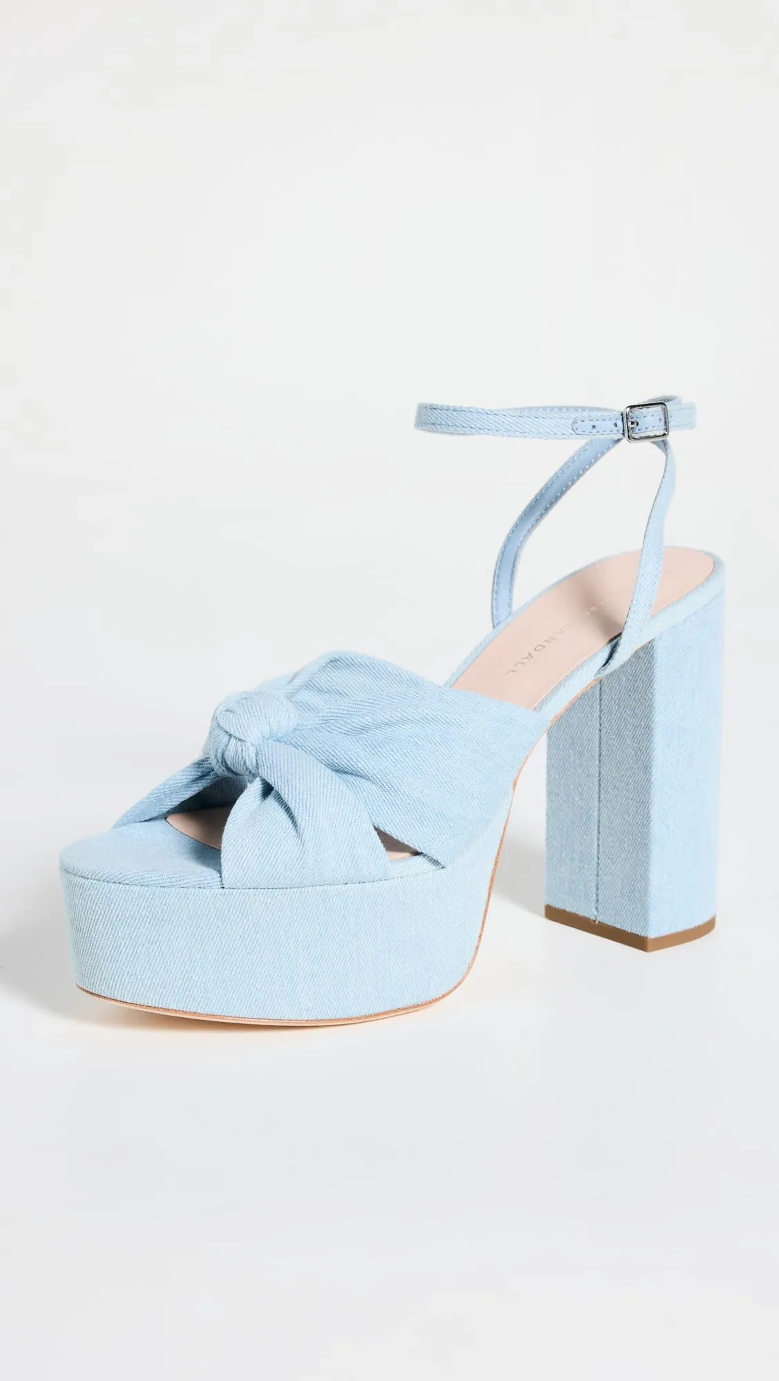 Loeffler Randall Women's Roz Knot Platform Sandals, Light Denim, Blue, 8 Medium US