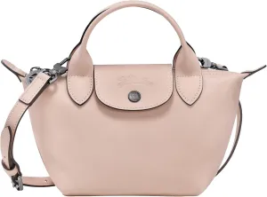 Longchamp 'Le Pliage X-Small Xtra Leather Top Handle Tote Shoulder Bag, Nude
