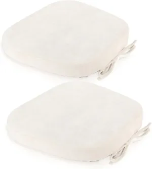 Loveboat Metal Chair Cushions, 14x14 Inches Metal Dining Chair Pads with Ties for Tolix Style Metal Chairs 2 Pack Miky White