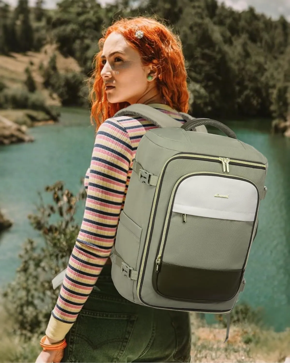 LOVEVOOK Large Travel Backpack for Women, 40L TSA Approved Backpack with 3 Packing Cubes, Personal Item Bag Fits 17" Laptop, Water-resistant Travel Carry On Bag for Women