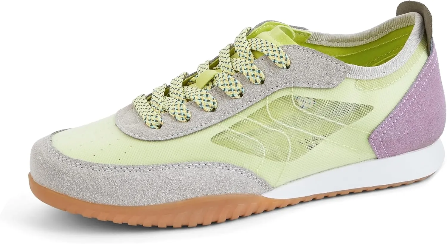LUCKY STEP Women's Mesh Fashion Sneaker Colorblock Breathable Retro Lace-up Stylish Lifestyle Trendy Casual Walking Shoes