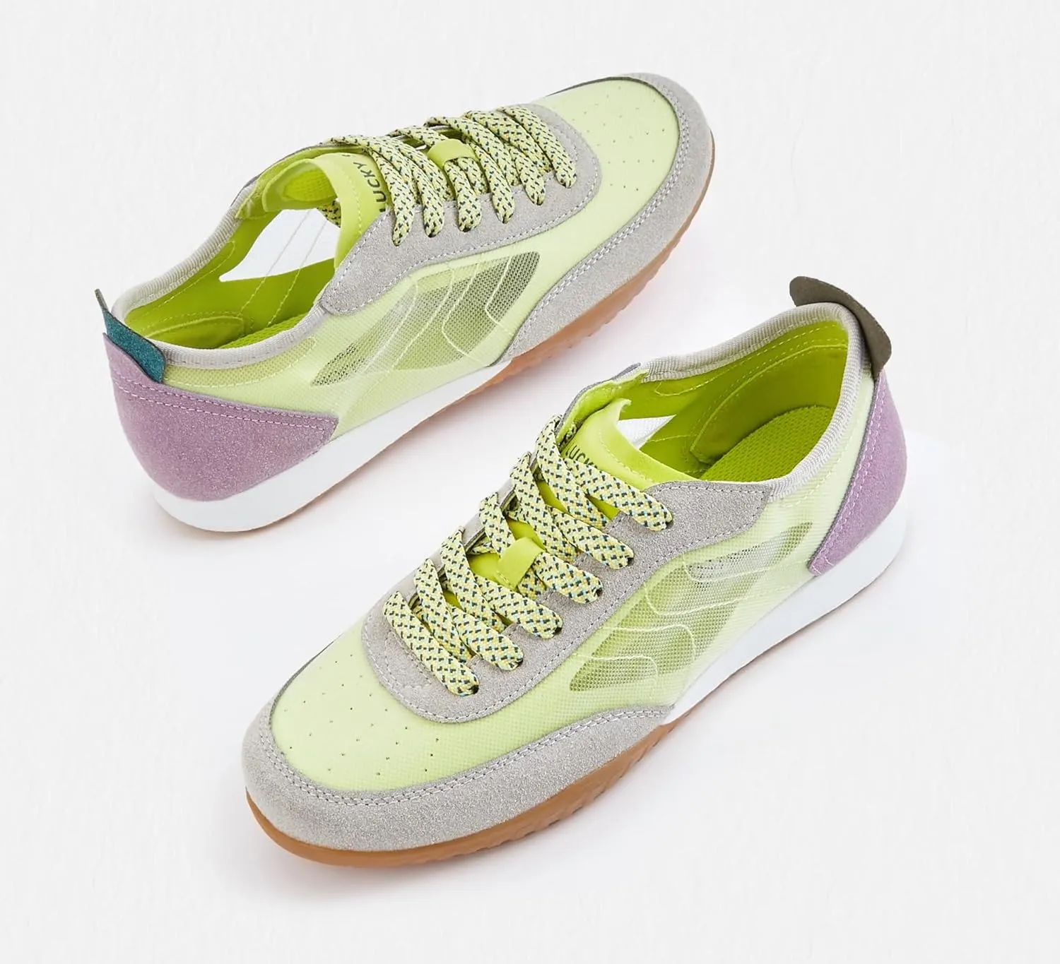 LUCKY STEP Women's Mesh Fashion Sneaker Colorblock Breathable Retro Lace-up Stylish Lifestyle Trendy Casual Walking Shoes
