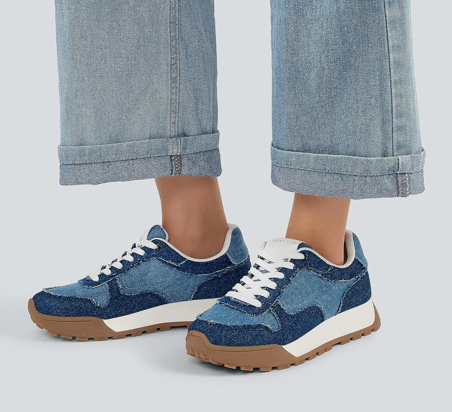 LUCKY STEP Women's Platform Canvas Sneaker Casual Lace-up Stylish Tennis Running Retro Classic Trainers Walking Fashion Sneakers