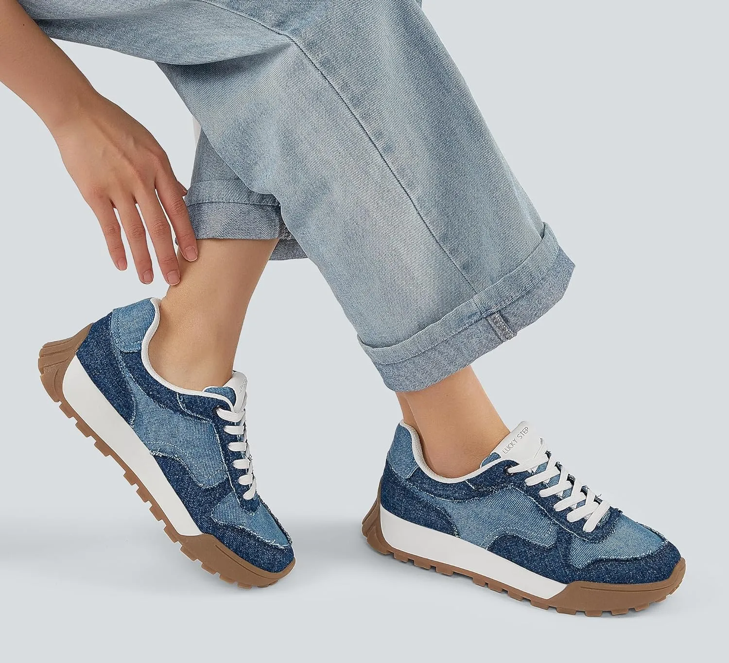 LUCKY STEP Women's Platform Canvas Sneaker Casual Lace-up Stylish Tennis Running Retro Classic Trainers Walking Fashion Sneakers