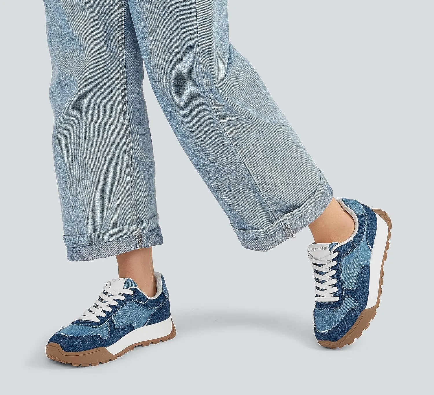 LUCKY STEP Women's Platform Canvas Sneaker Casual Lace-up Stylish Tennis Running Retro Classic Trainers Walking Fashion Sneakers