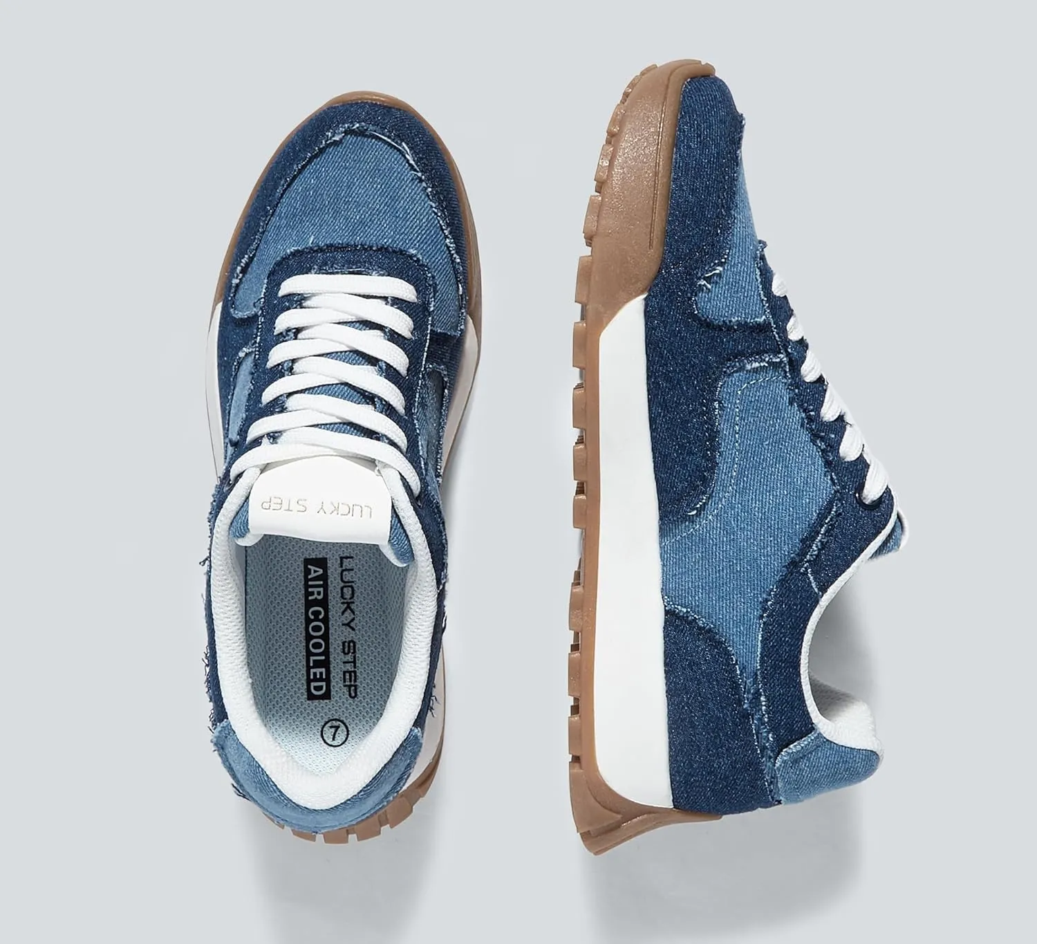 LUCKY STEP Women's Platform Canvas Sneaker Casual Lace-up Stylish Tennis Running Retro Classic Trainers Walking Fashion Sneakers
