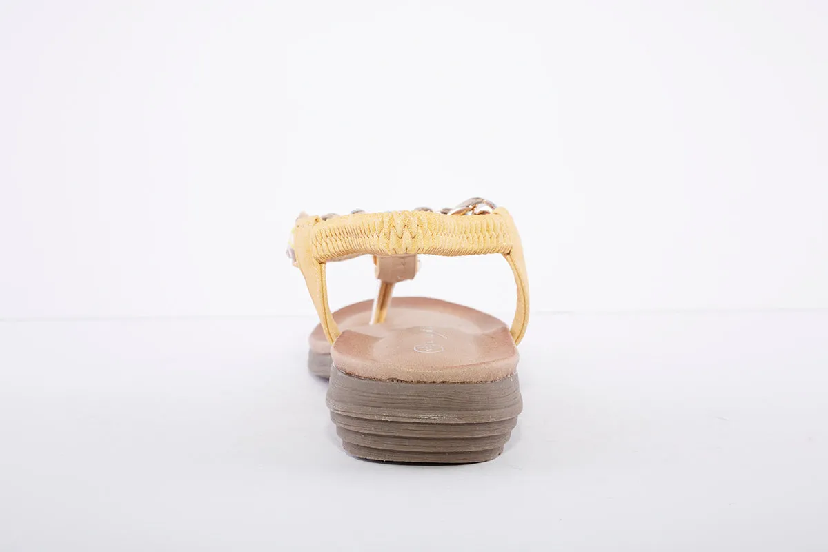 LUNAR - JLH272 Majorca III Toe Post Sandal Yellow