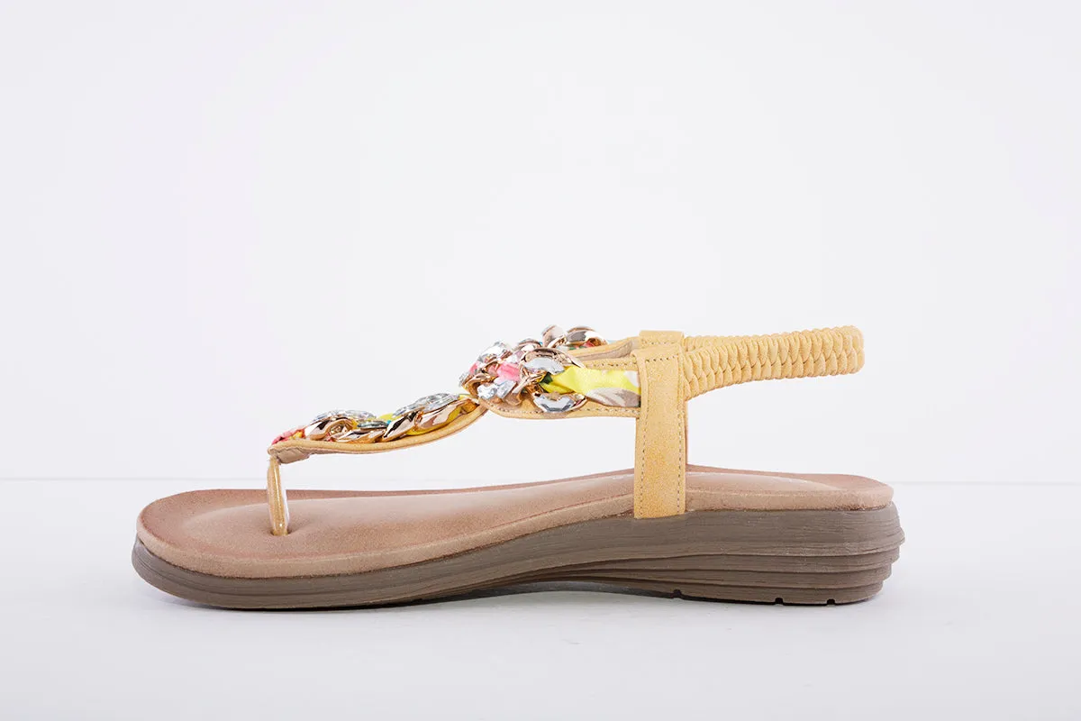LUNAR - JLH272 Majorca III Toe Post Sandal Yellow