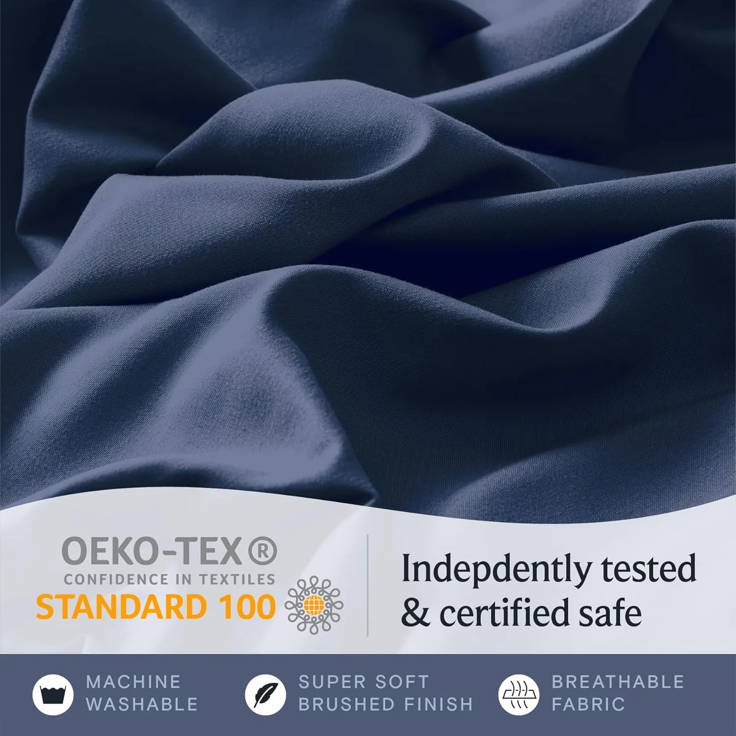 LuxClub Twin Sheets - Soft Kids Bed Sheet for Boys and Girls, 4 PC Deep Pockets 18" Eco Friendly Wrinkle Free Machine Washable Hotel Bedding Silky Soft- Navy