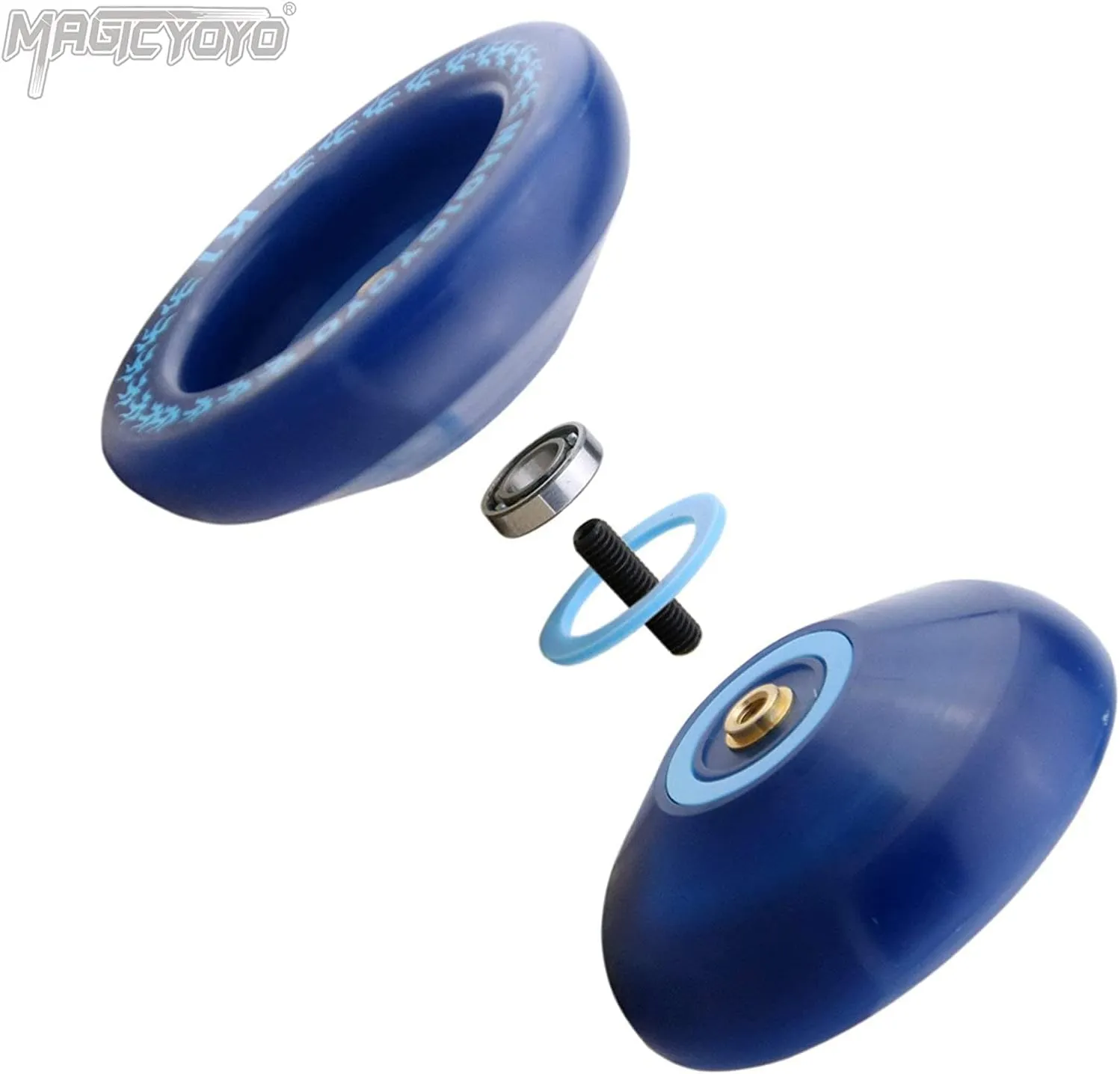 MAGICYOYO Responsive Yoyo K1 Tug Return Yo yo, Hubstacks Yo-yo for Kids Beginners Dual Purpose Yo Yo with Unresponsive Bearing, Storage Bag   12 Yoyo Strings  Yo-Yo Glove  2 Yo yo Hubstacks (Blue)