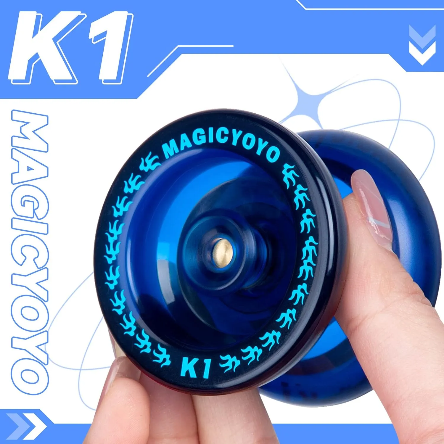 MAGICYOYO Responsive Yoyo K1 Tug Return Yo yo, Hubstacks Yo-yo for Kids Beginners Dual Purpose Yo Yo with Unresponsive Bearing, Storage Bag   12 Yoyo Strings  Yo-Yo Glove  2 Yo yo Hubstacks (Blue)