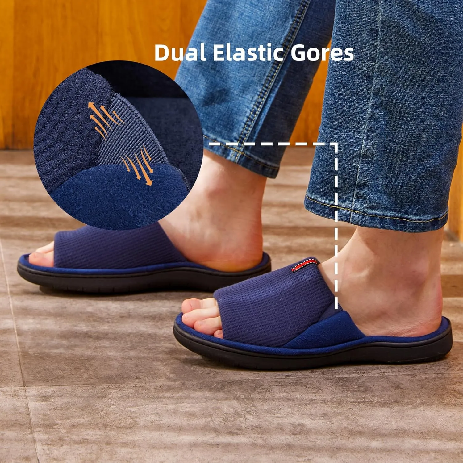 Magtoe Men's Slip-on Slippers Open Toe Home Non-Slip Home Slippers Memory Foam Slippers for Men