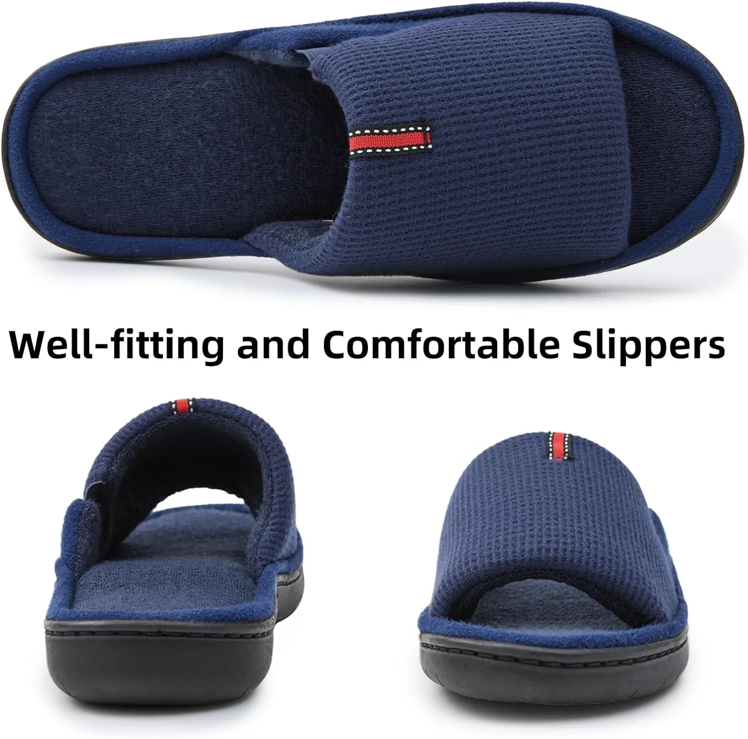 Magtoe Men's Slip-on Slippers Open Toe Home Non-Slip Home Slippers Memory Foam Slippers for Men