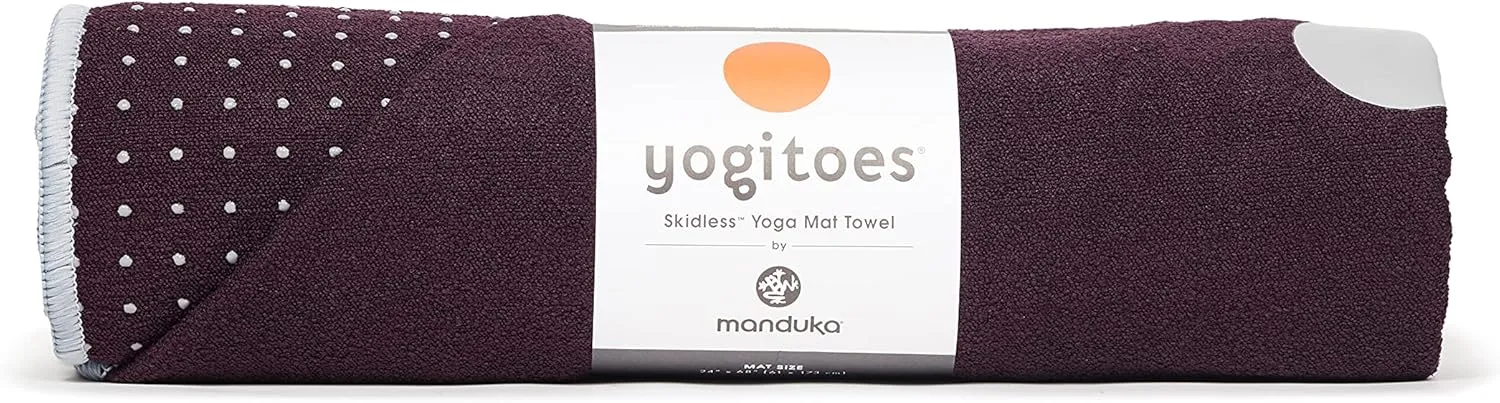 Manduka Yogitoes Yoga Towel – Rubber Grip Dots Non-Slip Bottom, Quick Dry Fitness Towel for Hot Yoga, Pilates, Exercise