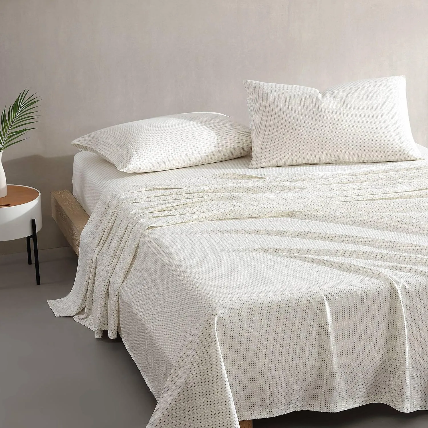 MARIMEKKO - King Sheets, Organic Cotton Bedding Set, Luxuriously Soft & Smooth Home Decor, GOTS Certified (Muru Beige, King)