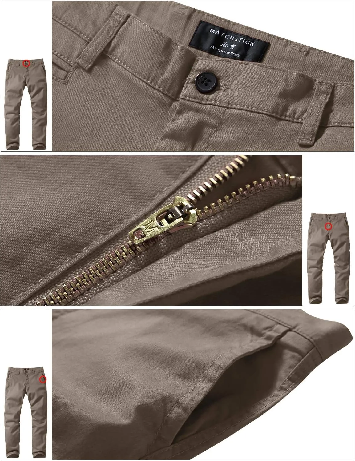 Match Men's Slim Tapered Stretchy Casual Pants #8105