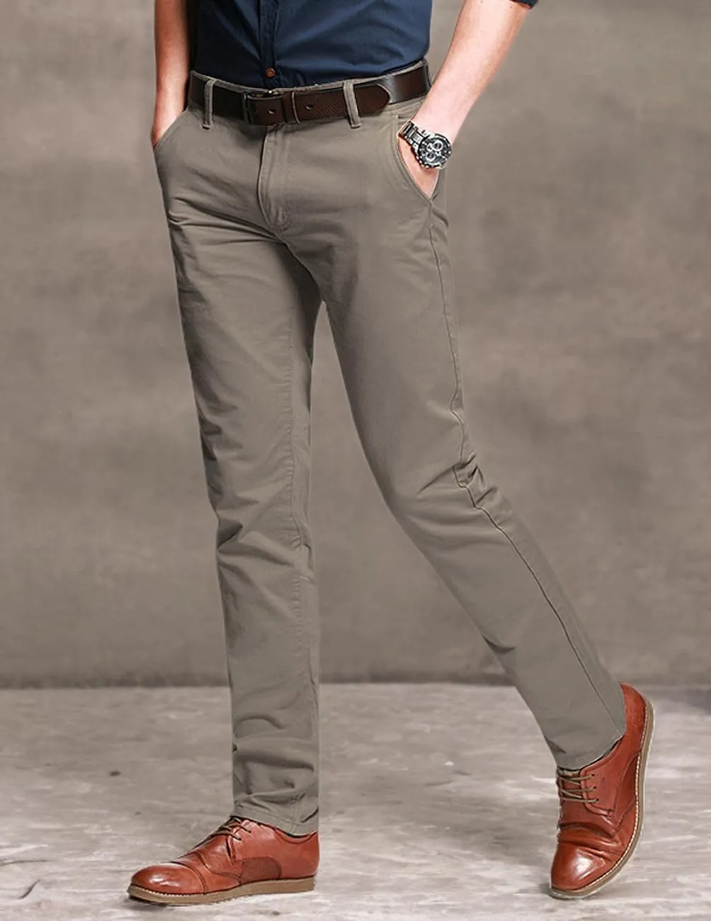 Match Men's Slim Tapered Stretchy Casual Pants #8105