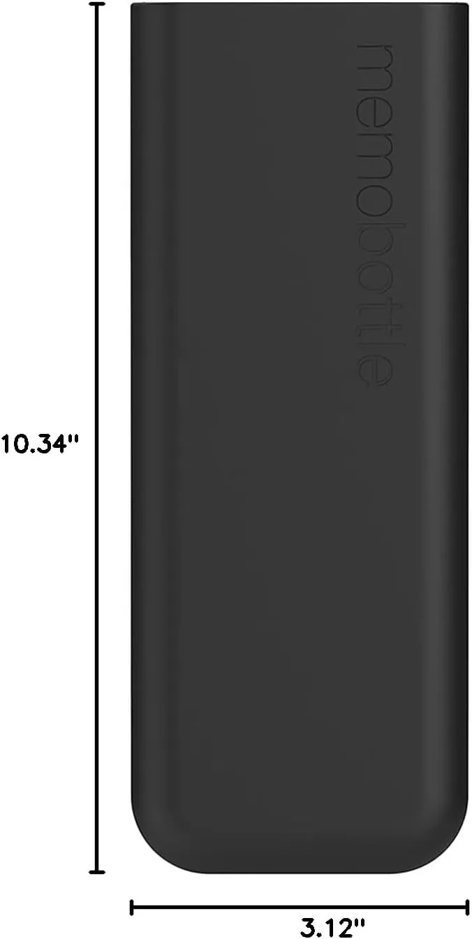 memobottle SLIM (Black Ink) Bundle - 15oz (450ml) - Bottle, silicone sleeve & lid | Sleek, Slim & Flat Water Bottle for Bags & Laptops | BPA Free Tritan | Modern, Minimalist | Ideal for Daily Use