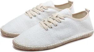 Men Espadrilles Shoes Men's Lace up Casual Canvas Slip on Flat Breathable Espadrille Walking Shoes