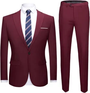 Men Suits Slim Business Tuxedo Men's Suit Set Formal Suit Jacket Pants 2 Piece Suit Wedding(S Code)