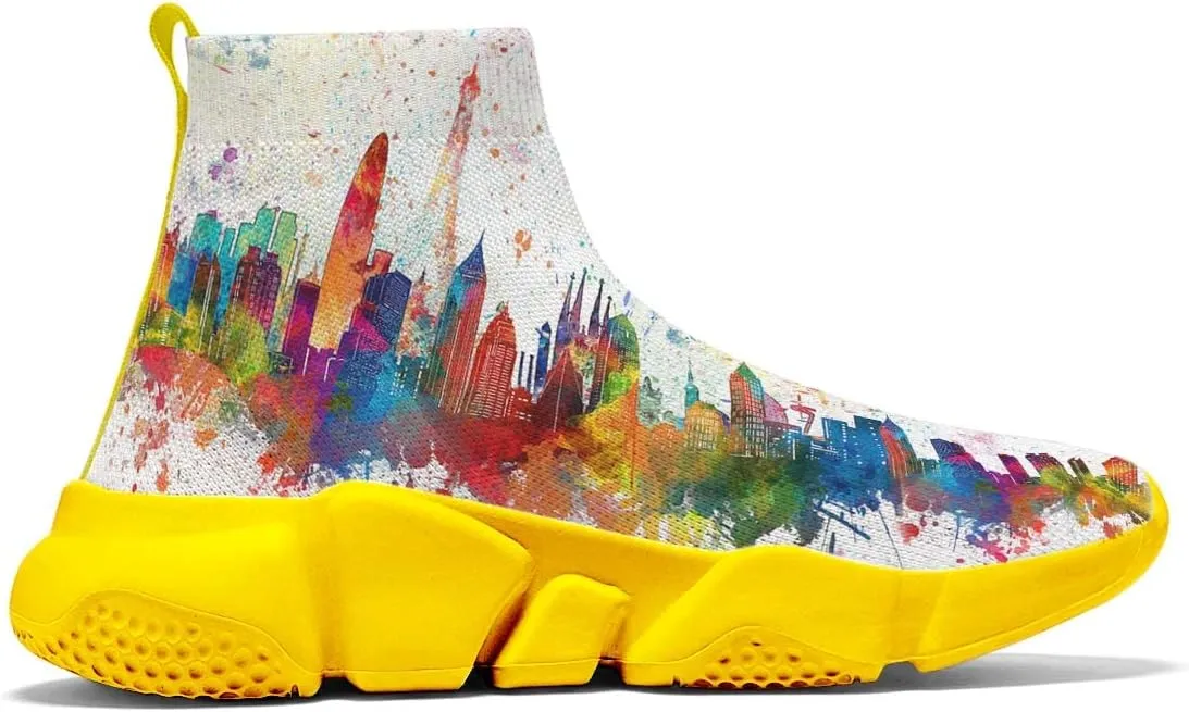 Men Women Slip-on Socks Sneakers Art Graffiti Painted Casual Shoes Tennis Running Shoes Plus Size 5-15