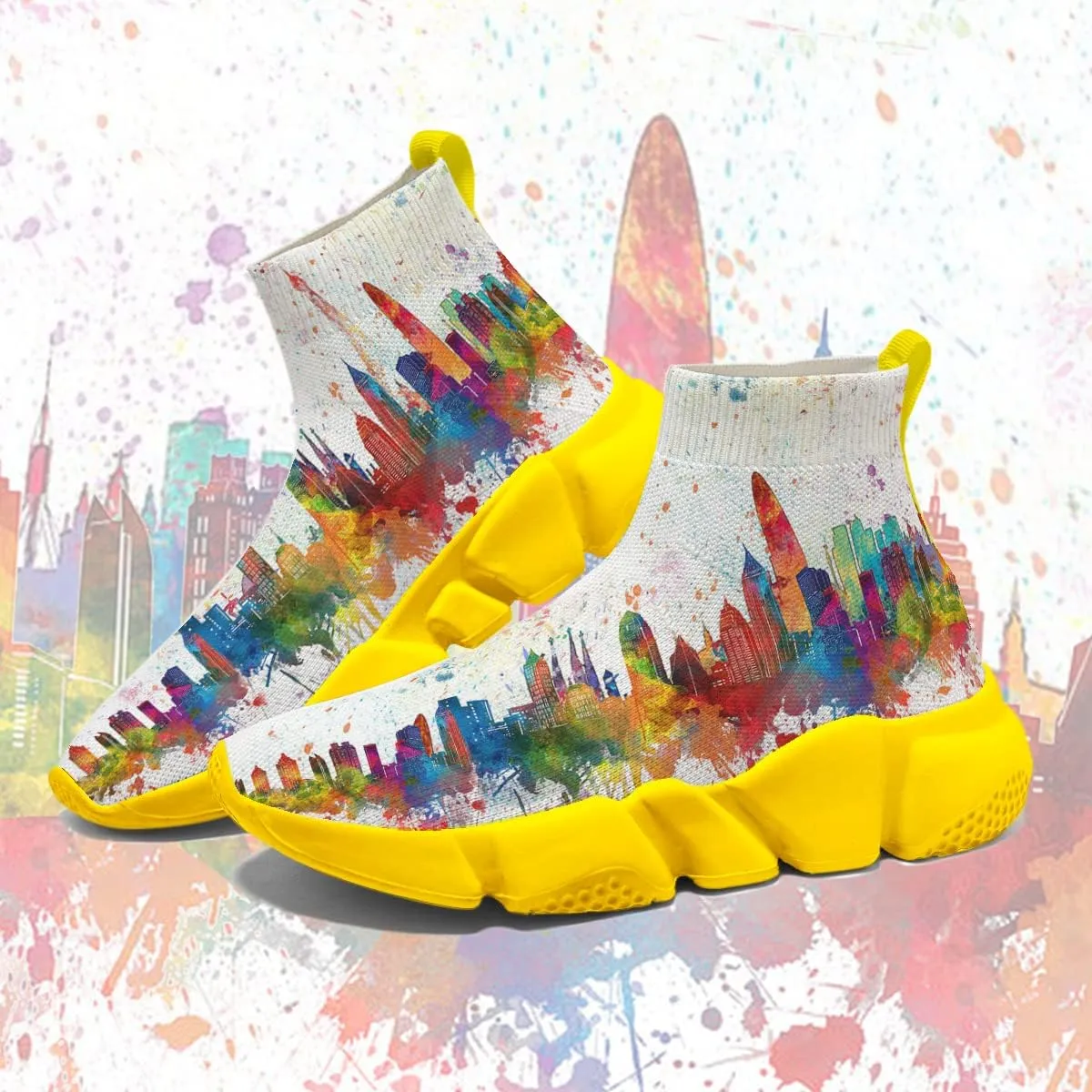 Men Women Slip-on Socks Sneakers Art Graffiti Painted Casual Shoes Tennis Running Shoes Plus Size 5-15